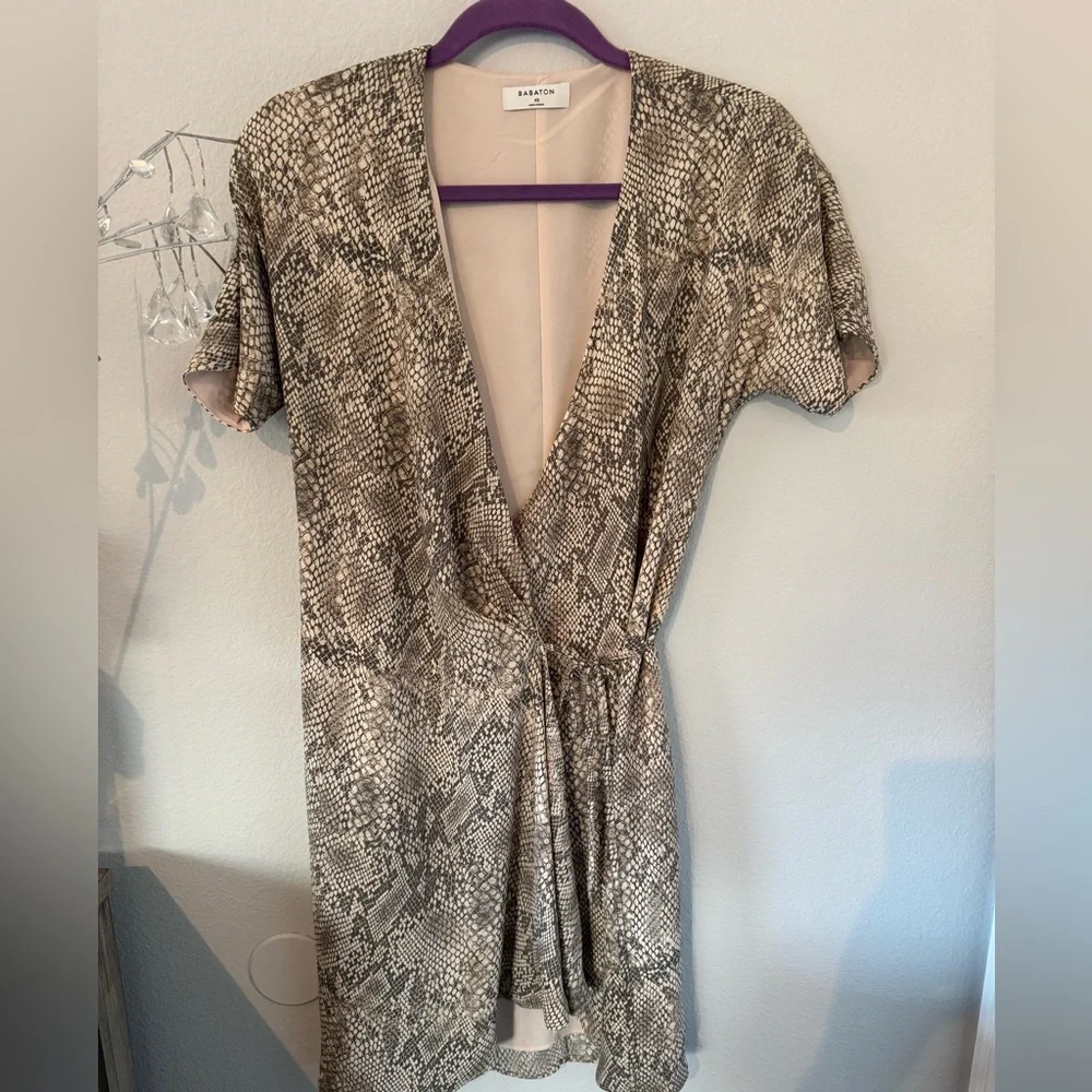 Babaton by Aritzia Wallace wrap dress. Size XS. EUC. Snake print - Picture 2 of 5